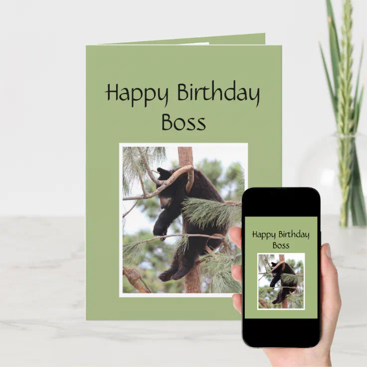 Happy Birthday Boss Funny Bear Animal Card | Zazzle