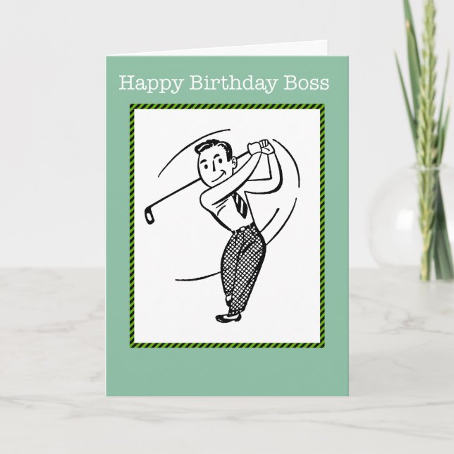 Happy Birthday Boss Gentleman Golfer Card (Front)