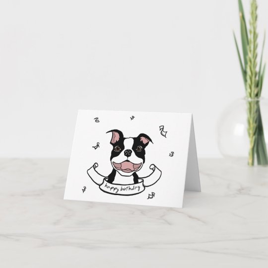 Happy Birthday Boston Terrier Dog Card | Zazzle.com