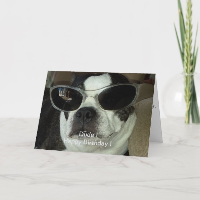 Happy Birthday Boston Terrier Greeting Card (Front)