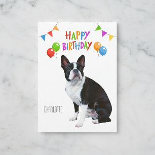 Happy Birthday Boston Terrier Party Card