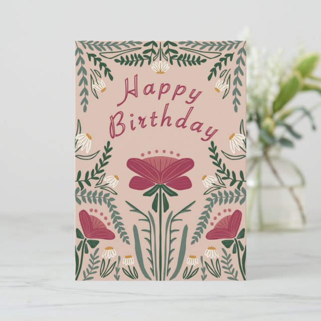 Happy Birthday Botanical Card (Standing Front)