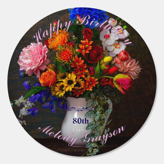 Happy Birthday Botanical Floral Sign (Front)