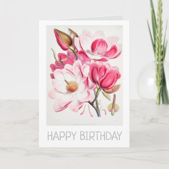 HAPPY BIRTHDAY BOTANICAL " MAGNOLIA" CARD (Front)
