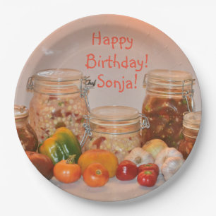 Happy Birthday Bountiful Harvest Paper Plates