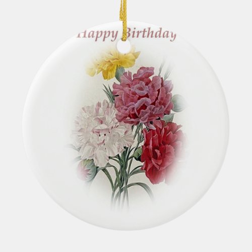 Happy Birthday Bouquet Ceramic Ornament
