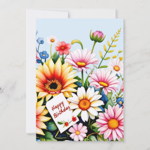 Happy birthday & bouquet of flowers  holiday card