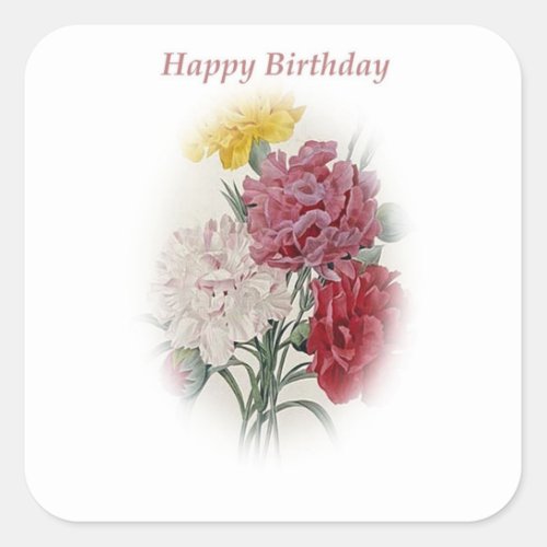 Happy Birthday Bouquet Square Sticker
