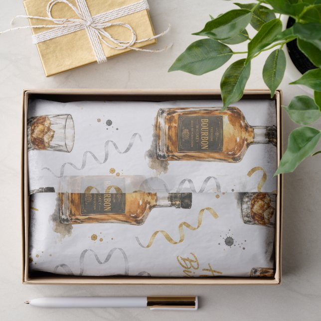 Happy Birthday Bourbon Pattern  Tissue Paper (Gift)