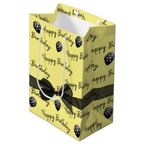 Happy Birthday Bow and Polka Dot Balloons  Medium Gift Bag