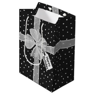 Happy Birthday Bow On Polka Dots Medium Gift Bag