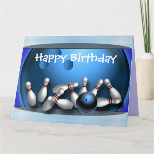 Happy Birthday Bowling ball strike Card