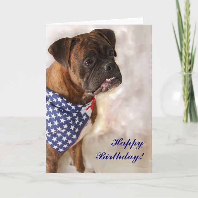 Happy Birthday Boxer dog greeting card (Front)