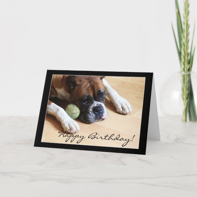 Happy Birthday Boxer Dog Greeting Card (Front)