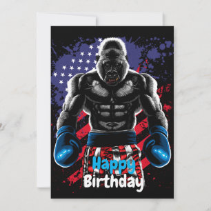 Happy Birthday boxer gorilla Invitation