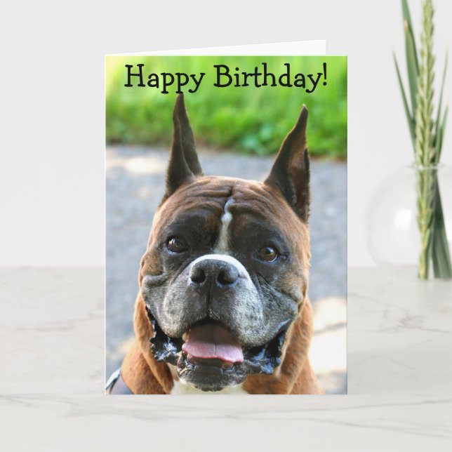 Happy Birthday Boxer greeting card (Front)