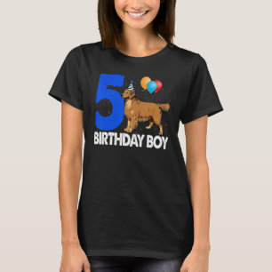 Happy Birthday Boy 5  Golden Retriever Dog Tee Wom