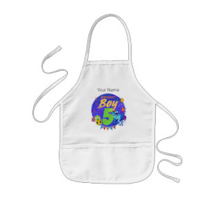 Happy Birthday Boy 5th Fifth Birthday Dinosaur Kids' Apron