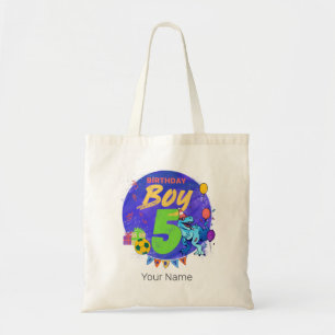 Happy Birthday Boy 5th Fifth Birthday Dinosaur Tote Bag