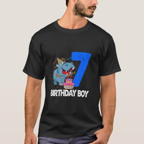Happy Birthday Boy 7  Women Hippopotamus Party  1  T_Shirt