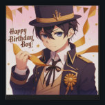 Happy birthday boy (anime version)  faux canvas print<br><div class="desc">Faux Canvas Print with an animated design for your son on his birthday party.</div>