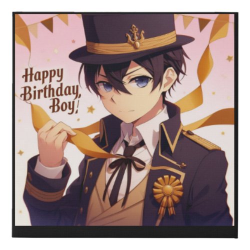 Happy birthday boy anime version  faux canvas print