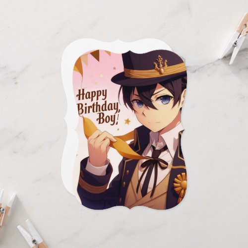 Happy birthday boy anime version Flat Card