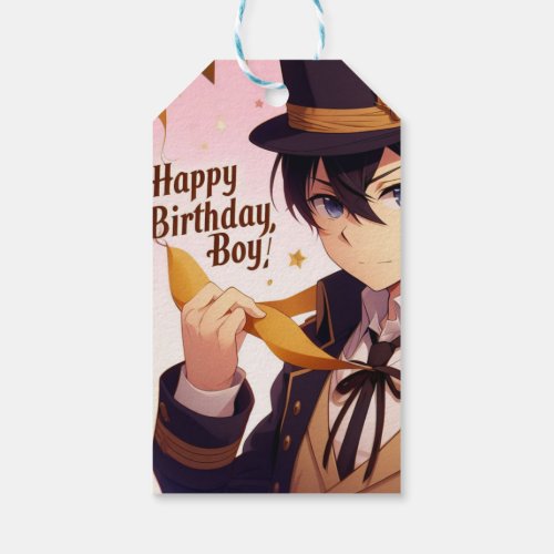Happy birthday boy anime version  gift tags