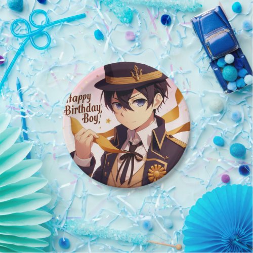 Happy birthday boy anime version  paper plates