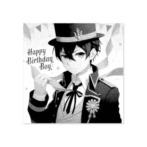 Happy birthday boy anime version  rubber stamp