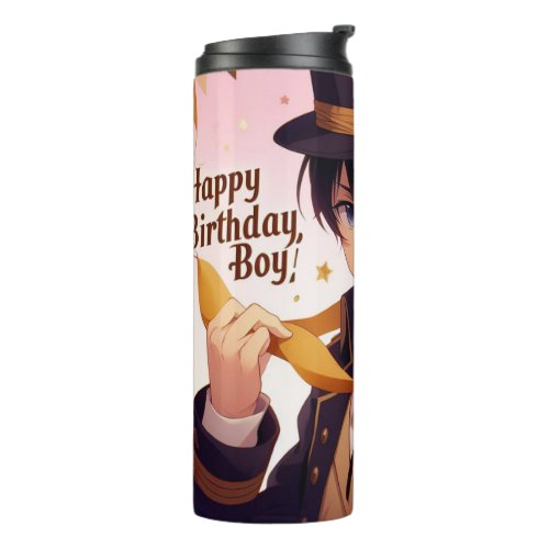 Happy birthday boy anime version  thermal tumbler