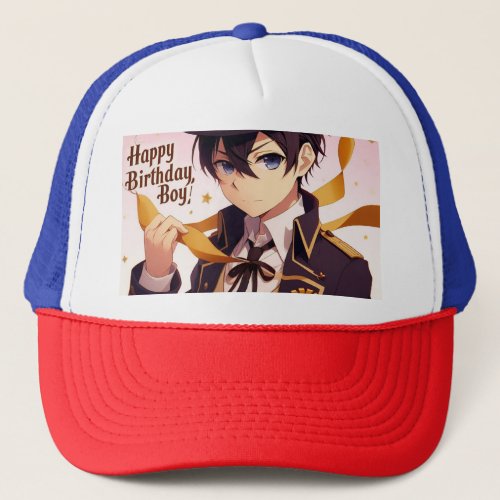 Happy birthday boy anime version  trucker hat