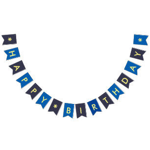 Happy Birthday Boy Celebration any Color any Text Bunting Flags
