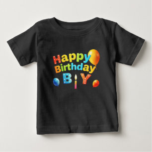 Happy Birthday Boy Colorful Baby T-Shirt with Cand