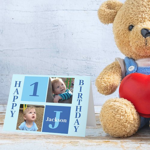 Happy Birthday Boy Cute Custom Blue Kids Card