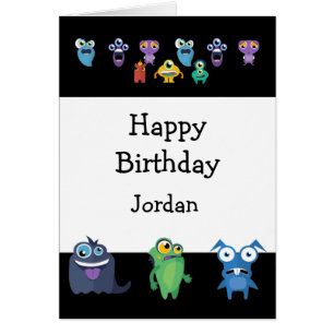 Happy Birthday Boy Girl Fun Monster Cartoons Cards