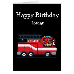 Happy Birthday Boy Girl Loves Fire Trucks  Cards