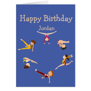 Happy Birthday Boy Girl Loves Gymnastics Tumbling Cards
