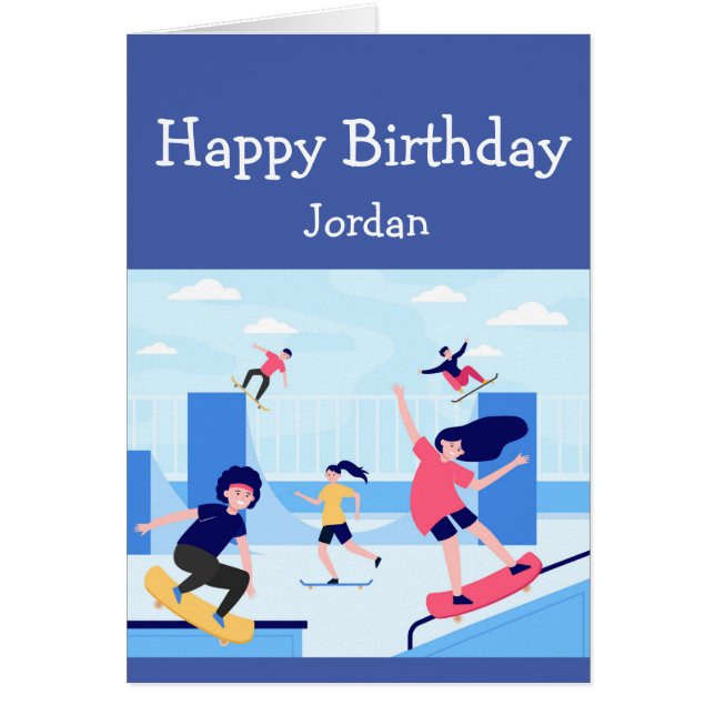 Happy Birthday Boy Girl Loves Skateboarding (Front)