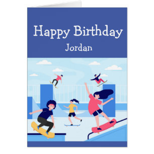 Happy Birthday Boy Girl Loves Skateboarding Cards