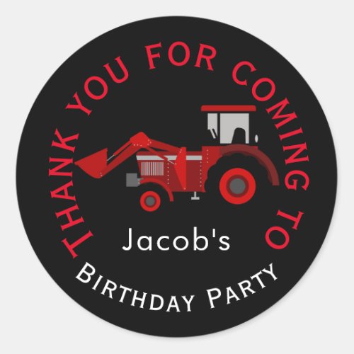 Happy Birthday Boy _ Red Tractor Classic Round Sticker
