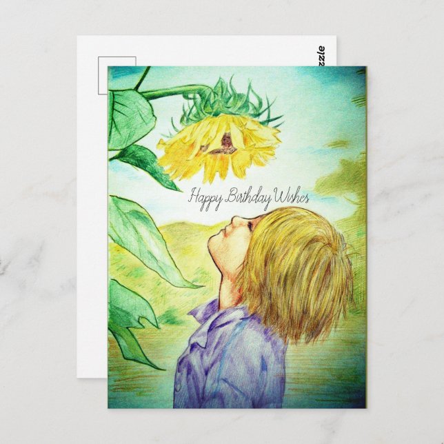  Happy Birthday Boy | Sunflower Postcard (Front/Back)