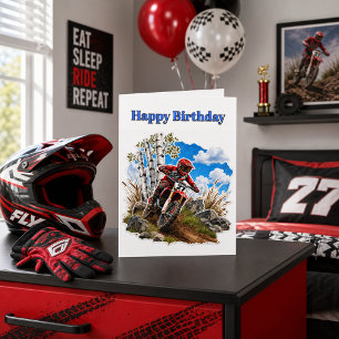 Happy Birthday Boys Dirt Bike Motocross Racing  Card