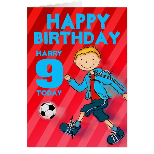 Happy Birthday boys football name & age card | Zazzle.com