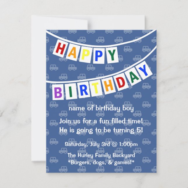Happy Birthday (boy's invitation) Invitation (Front)