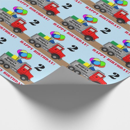 Happy Birthday Boys Truck Personalize Name Age Wrapping Paper