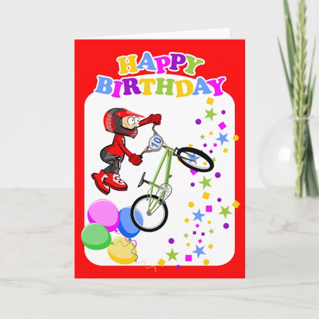 Happy birthday brave BMX cyclist Card (Front)