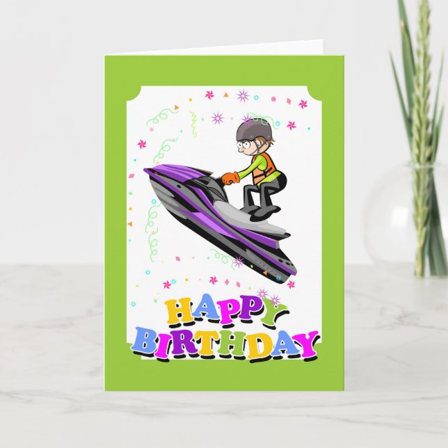 Happy birthday, brave jet ski champion card (Front)