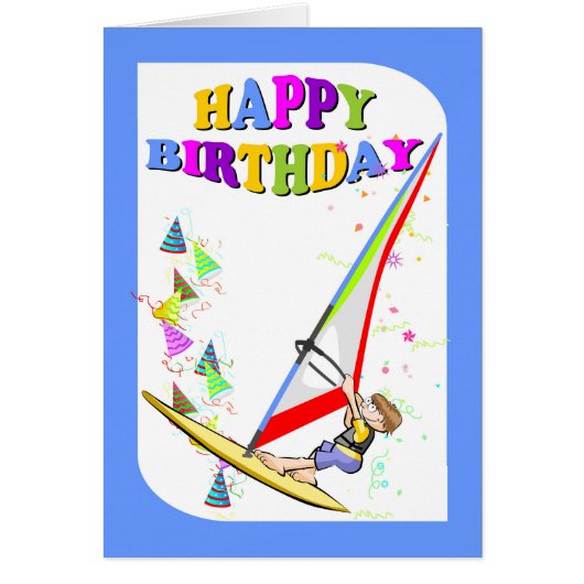 Happy birthday, brave windsurfer cards (Front)