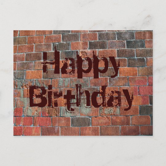 Happy Birthday brick wall Postcard | Zazzle.com